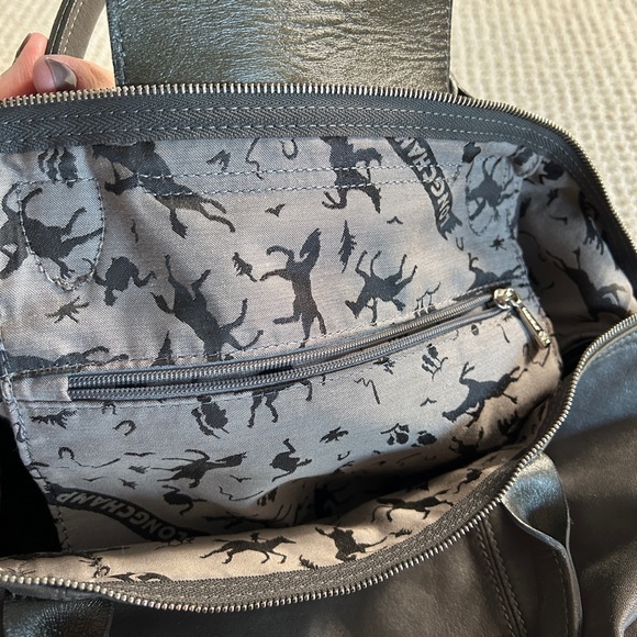 Longchamp Le Cuir Medium Leather Tote Gray - Picture 4 of 9